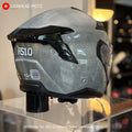 EVO RS10 Silver Carbon helmet, right side view of the carbon weave shell