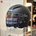 YOHE 868-2 open face helmet in Matte Black, front three-quarter view