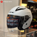 YOHE 868-2 open face helmet in White, front three-quarter view