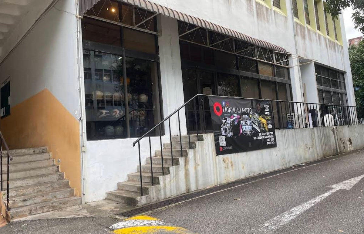 Lionhead Moto shopfront at Hillview Warehouse, Singapore
