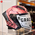 Gracshaw Gundam Collectors Zaku Red open face helmet, front three-quarter view showing the double visor