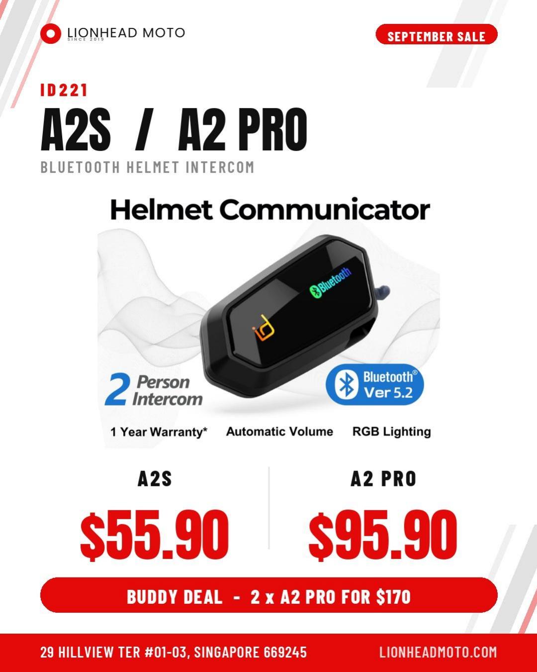 September Sale: id221 A2S at SGD 55.90 and A2 Pro at SGD 95.90.
