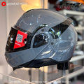 Nardo grey LS2 FF910 Advant 2 motorcycle helmet, front three-quarter view with the red label and the QR sticker